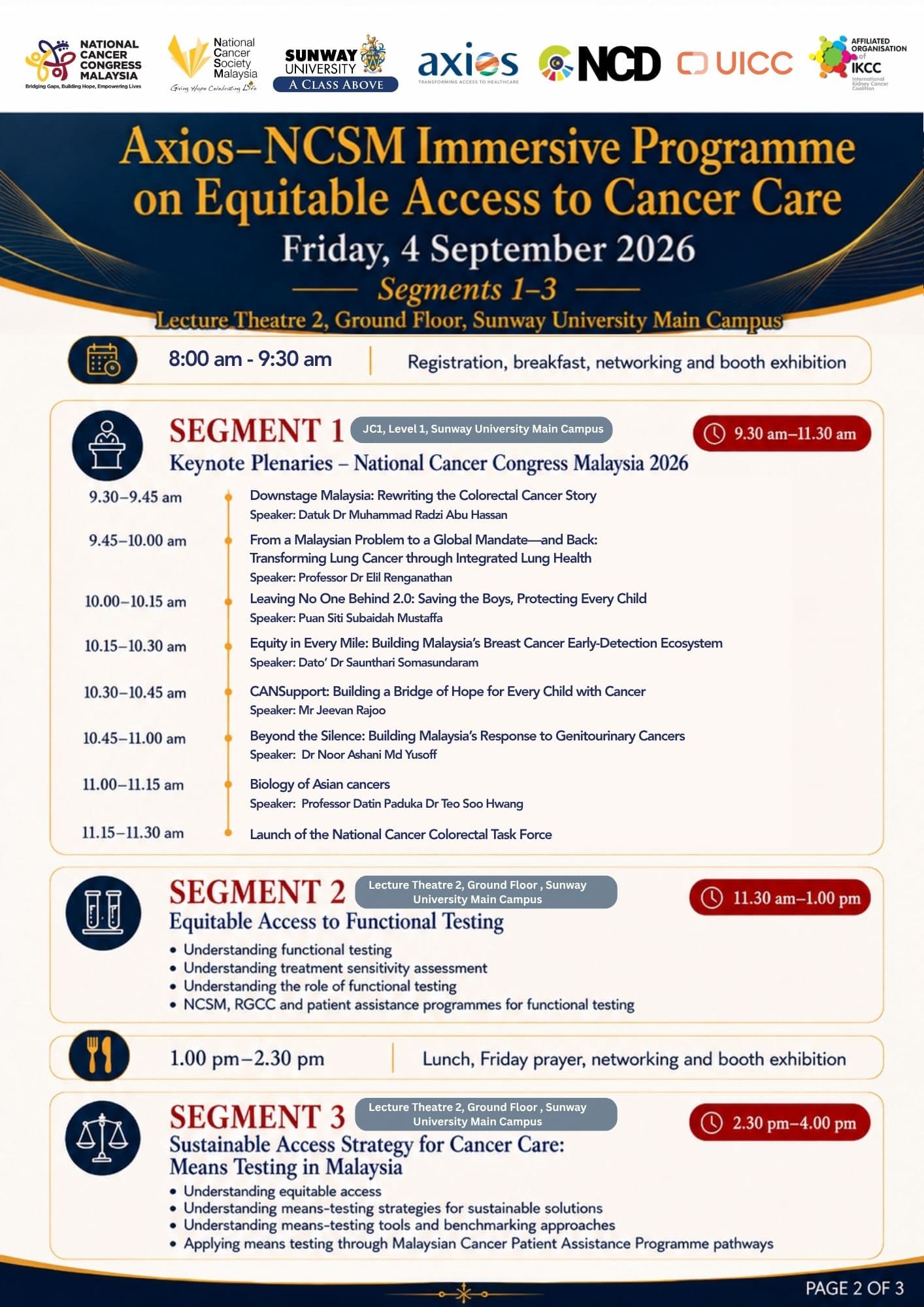 Axios–NCSM Immersive Programme on Equitable Access to Cancer Care agenda
