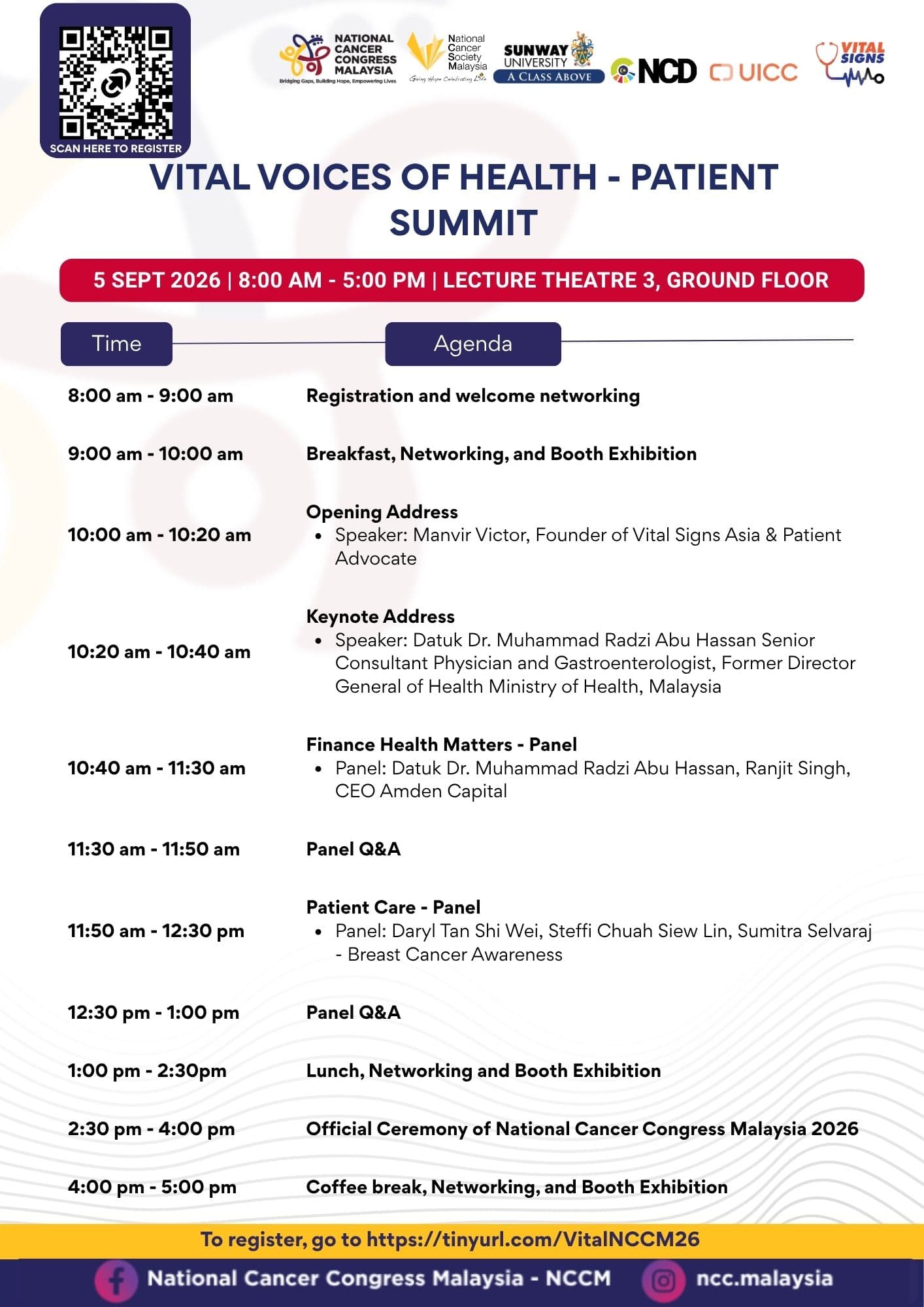 Vital Voices of Health – Patient Summit agenda