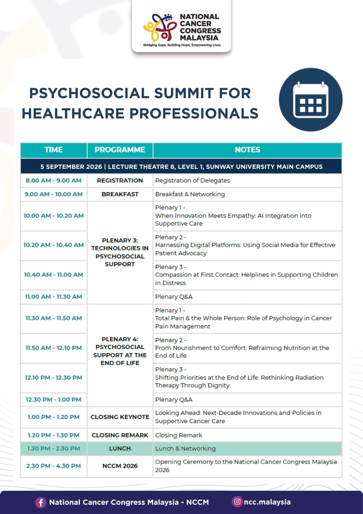 Psychosocial Summit for Healthcare Professionals agenda, Day 2